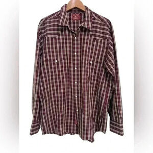 Lucky Brand Dungarees America Men’s  Long Sleeve Plaid Pearl Snap Western Shirt